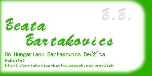 beata bartakovics business card